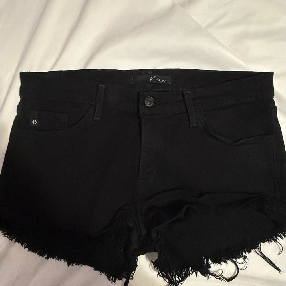 KanCan Black Frayed Hem Denim Shorts